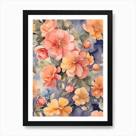 Watercolor Floral Pattern 2 Art Print