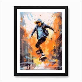 Skateboarding In London, United Kingdom Drawing 4 Art Print