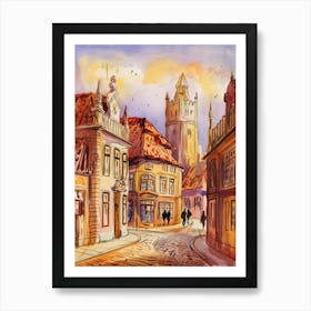 Watercolor Of Old Town Vienna Art Print