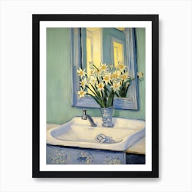 Bathroom Vanity Painting With A Daffodil Bouquet 4 Art Print