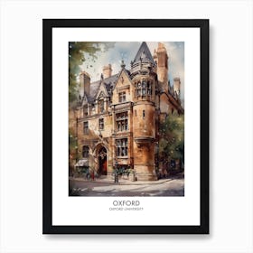 Oxford University 1 Watercolor Travel Poster Art Print