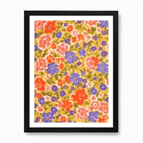 Bluebell Floral Print Retro Pattern1 Flower Art Print