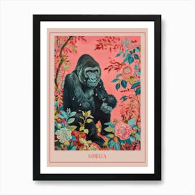 Floral Animal Painting Gorilla 2 Poster Art Print