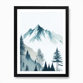 Mountain And Forest In Minimalist Watercolor Vertical Composition 328 Art Print