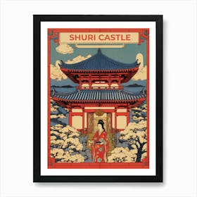 Shuri Castle, Japan Vintage Travel Art 4 Art Print