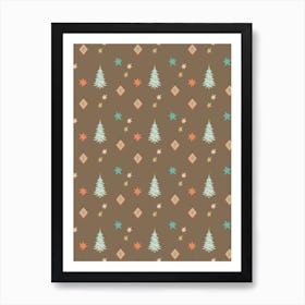 Christmas Tree Vintage Pattern Art Print