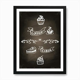 Chalkboard — Coffee poster, kitchen print, lettering 1 Art Print