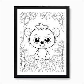 Line Art Jungle Animal Koala 1 Art Print