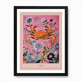 Floral Animal Painting Crab 3 Poster Art Print