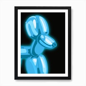 Blue Neon Balloon Dog Wall Art Art Print