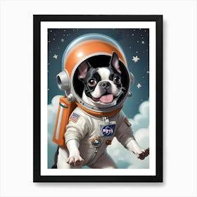 Boston Terrier Astronaut-Reimagined 3 Art Print