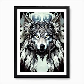 Wolf With Feathers 9 Art Print