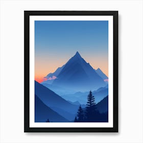 Misty Mountains Vertical Composition In Blue Tone 67 Art Print