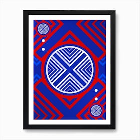 Geometric Glyph in White on Red and Blue Array n.0040 Art Print