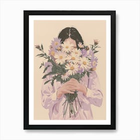 Spring Girl With Purple Flowers 1 Art Print