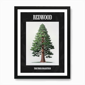 Redwood Tree Pixel Illustration 4 Poster Art Print