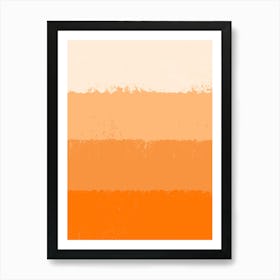 Orange Gradient Abstract Painterly Stripes Art Print