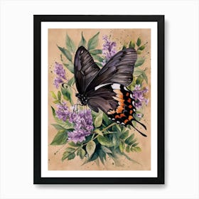 Butterfly On Lilacs Art Print