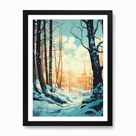 Winter Forest Landscape Illustration 3 Art Print