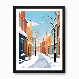 Retro Winter Illustration Bruges Belgium 1 Art Print