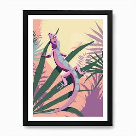 Lilac Grand Cayman Gecko Abstract Modern Illustration Art Print