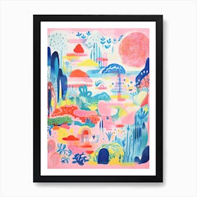 Ninfa Gardens Abstract Riso Style 4 Art Print