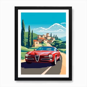 A Alfa Romeo Giulia In The Tuscany Italy Illustration 1 Art Print