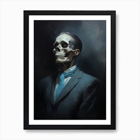 A Painting Of A Man Skeleton Smoking A Cigarette 1 Art Print