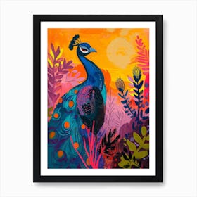 Peacock At Sunset Painting 3 Art Print