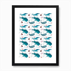 Whales Pattern Art Print