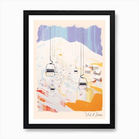 Poster Of Val D Isere   France, Ski Resort Pastel Colours Illustration 0 Art Print