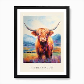 Colourful Impressionism Style Painting Of A Highland Cow Poster 5 Art Print