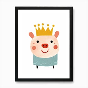 Little Pig 2 Wearing A Crown Art Print