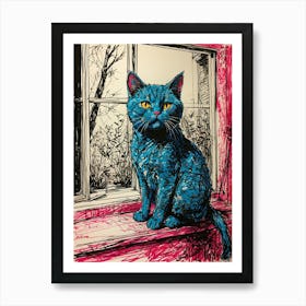 Blue Cat 2 Art Print