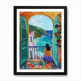 Woman Looking Out A Window Art Print