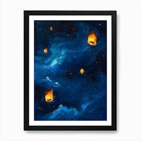 Lanterns In The Sky 2 Art Print