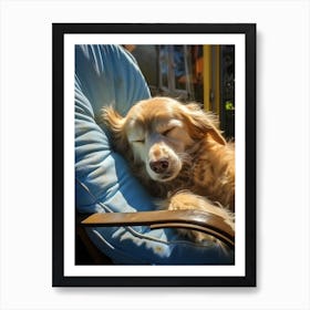 Golden Retriever Sleeping In A Chair Art Print