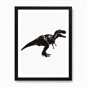 Black T Rex Dinosaur Silhouette 3 Art Print
