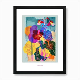 Nasturtium 1 Neon Flower Collage Poster Art Print