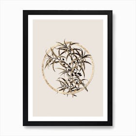 Gold Ring Common Sea Buckthorn Glitter Botanical Illustration n.0224 Art Print