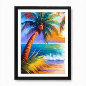 A Popping Colorful Paradise With Palm Trees Art Print