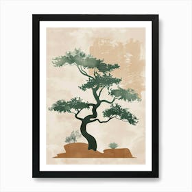 Yew Tree Minimal Japandi Illustration 2 Art Print