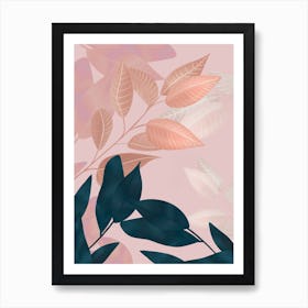 Abstract Leaves On A Pink Background Art Print