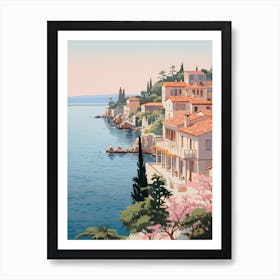 Antalya Turkey 1 Vintage Pink Travel Illustration Art Print