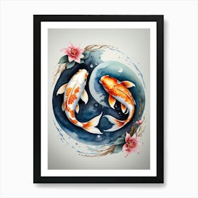 Koi Fish Yin Yang Painting (12) Art Print