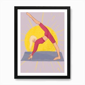 Yoga Pose, Yoga girl, Sunrise Art Print