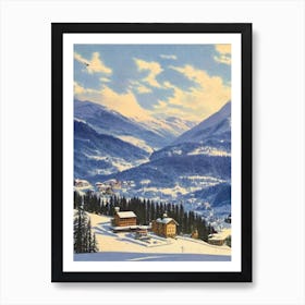 La Clusaz, France Ski Resort Vintage Landscape 2 Skiing Poster Art Print