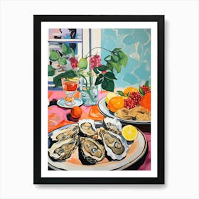 Mediterranean Seafood Lunch Summer Illustration 1 Art Print