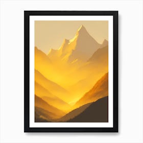 Misty Mountains Vertical Composition In Yellow Tone 17 Art Print