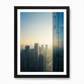 A Picture Of A Contemporary Office Building Its Sleek Facade Reflecting The Early Morning Sunlight 2 1 Art Print